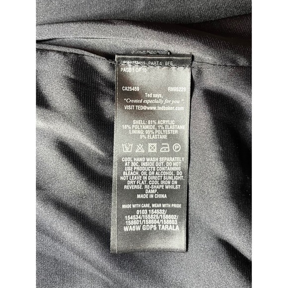 Ted Baker Tarala Black Ribbed Bodycon Sheath Midi Dress Rose Gold Zip Size 10/12 - Picture 6 of 11